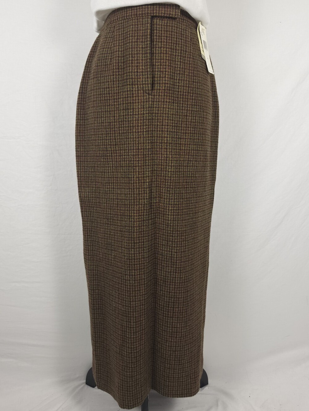 NWT Lauren Ralph Lauren Wool Maxi Pencil Skirt Brown Houndstooth - Size 4